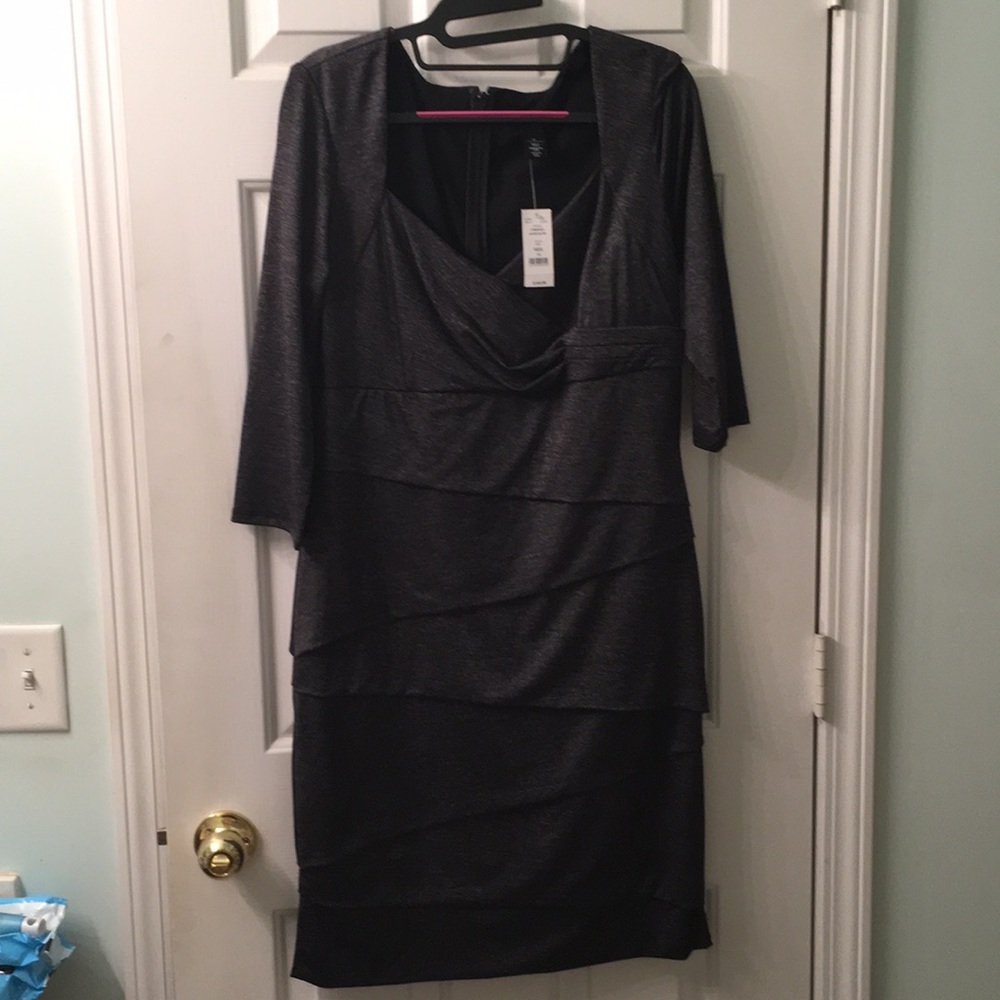 White House Black Market Silver bandage dress